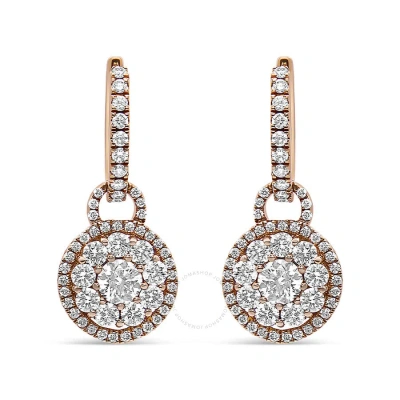 Haus Of Brilliance 18k Rose Gold 1 1/2 Cttw Round Shaped Diamond Composite Drop And Dangle Leverback In Pink