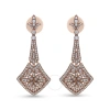 HAUS OF BRILLIANCE HAUS OF BRILLIANCE 18K ROSE GOLD 1 1/3 CTTW DIAMOND STUDDED FLEUR DE LIS TRELLIS STYLE DROP AND DANG