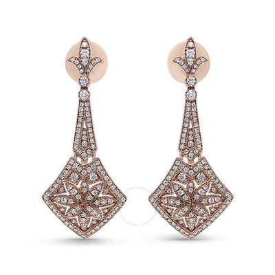 Haus Of Brilliance 18k Rose Gold 1 1/3 Cttw Diamond Studded Fleur De Lis Trellis Style Drop And Dang In Pink