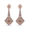 Haus Of Brilliance 18k Rose Gold 1 1/3 Cttw Diamond Studded Fleur De Lis Trellis Style Drop And Dangle Earring In Multi