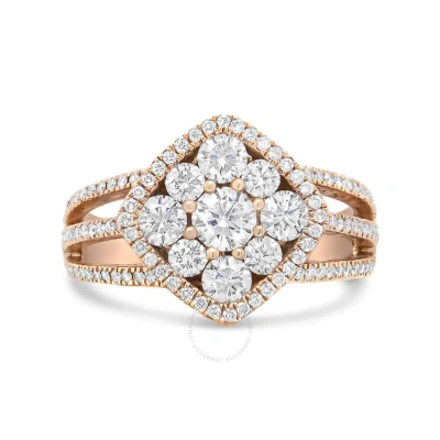 Haus Of Brilliance 18k Rose Gold 1 1/4 Cttw Diamond Halo Cluster Split Shank Ring Band (f-g Color In White