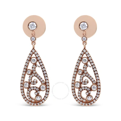 Haus Of Brilliance 18k Rose Gold 1 1/4 Cttw Diamond Teardrop Shaped Drop And Dangle Screw Back Stud In Pink