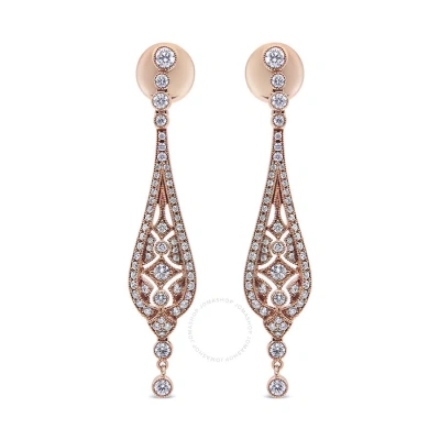 Haus Of Brilliance 18k Rose Gold 1 3/4 Cttw Diamond Milgrain Edged Vintage Art Deco Style Drop And D In Pink