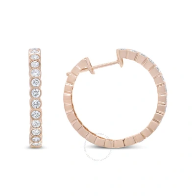 Haus Of Brilliance 18k Rose Gold 1 Cttw Round Bezel-set Diamond Hoop Earrings (f-g Color In Pink