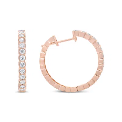 Haus Of Brilliance 18k Rose Gold 1 Cttw Round Bezel-set Diamond Hoop Earrings In Multi