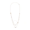 HAUS OF BRILLIANCE 18K ROSE GOLD 1/2 CTTW DIAMOND AND FRESHWATER PEARL DOUBLE STRAND STATION NECKLACE - ADJUSTABLE UP T