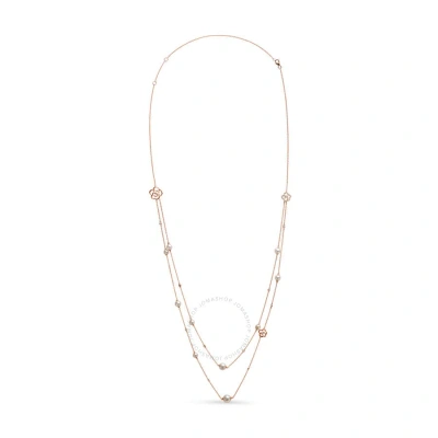 Haus Of Brilliance 18k Rose Gold 1/2 Cttw Diamond And Freshwater Pearl Double Strand Station Necklace - Adjustable Up T In Pink
