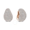 HAUS OF BRILLIANCE HAUS OF BRILLIANCE 18K ROSE GOLD 13 1/5 CTTW MICRO-PAVE DIAMOND SCULPTURAL DESIGN STATEMENT STUD EAR