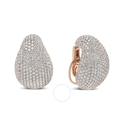 Haus Of Brilliance 18k Rose Gold 13 1/5 Cttw Micro-pave Diamond Sculptural Design Statement Stud Ear In Pink