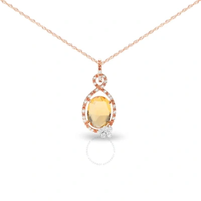 Haus Of Brilliance 18k Rose Gold 1/5 Cttw Diamond And Oval Yellow Citrine And Orange Sapphire Gemstone Openwork Halo Te In Pink