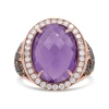 HAUS OF BRILLIANCE 18K ROSE GOLD 18X13 MM OVAL CUT PURPLSE AMETHYST AND 1.00 CTTW DIAMOND COCKTAIL RING (CHAMPAGNE AND 