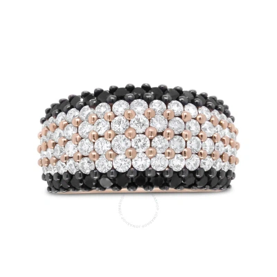 Haus Of Brilliance 18k Rose Gold 2 1/5 Cttw Black And White Diamond 6 Row Band Ring In Pink