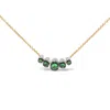 Haus Of Brilliance 18k Rose Gold 3/4 Cttw Pave Diamonds And Graduated Green Tsavorite Gemstone Curved Bar Choker Neckla In Multi