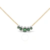 HAUS OF BRILLIANCE 18K ROSE GOLD 3/4 CTTW PAVE DIAMONDS AND GRADUATED GREEN TSAVORITE GEMSTONE CURVED BAR CHOKER NECKLA