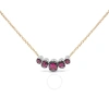 HAUS OF BRILLIANCE 18K ROSE GOLD 3/4 CTTW PAVE DIAMONDS & GRADUATED RED RUBY GEMSTONE CURVED BAR CHOKER NECKLACE (G-H C