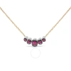 Haus Of Brilliance 18k Rose Gold 3/4 Cttw Pave Diamonds & Graduated Red Ruby Gemstone Curved Bar Choker Necklace (g-h C In Pink