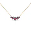 Haus Of Brilliance 18k Rose Gold 3/4 Cttw Pave Diamonds And Graduated Red Ruby Gemstone Curved Bar Choker Necklace In Multi