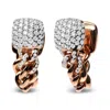 Haus Of Brilliance 18k Rose Gold 3/4 Cttw Round Diamond Pave Cuban Chain Huggie Earrings In Multi