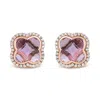 Haus Of Brilliance 18k Rose Gold 3/8 Cttw Diamond And 11x11mm Clover-cut Purple Amethyst Gemstone Clover Halo Stud Earr In Multi
