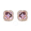Haus Of Brilliance 18k Rose Gold 3/8 Cttw Diamond And 11x11mm Clover-cut Purple Amethyst Gemstone Clover Halo Stud Earr In Pink