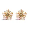 Haus Of Brilliance 18k Rose Gold 3/8 Cttw Diamond And Freshwater Pearl Blossom Stud Earrings In Pink