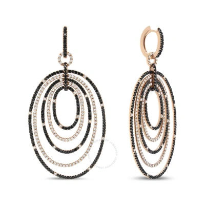 Haus Of Brilliance 18k Rose Gold 5.00 Cttw Round Black And White Diamond Graduated Hoop Dangle Earri In Pink