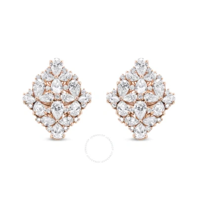 Haus Of Brilliance 18k Rose Gold 8 1/3 Cttw Pear And Round Diamond Floral Cluster Omega Earrings (f- In Pink