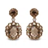 Haus Of Brilliance 18k Rose Gold Diamond Accent And Lemon And Oval Smoky Color Quartz Gemstone Dangle Drop Earring In Pink