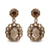 Haus Of Brilliance 18k Rose Gold Diamond Accent And Lemon And Oval Smoky Color Quartz Gemstone Dangle Drop Earring In Multi