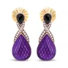 Haus Of Brilliance 18k Rose Gold Flash Plated .925 Sterling Silver Purple Enamel 1/5 Cttw Diamond And 5.5 X 4mm Pear-sh In White