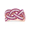 Haus Of Brilliance 18k Rose Gold Red Ruby And 7/8 Cttw Diamond Woven Braided Band Ring In Multi