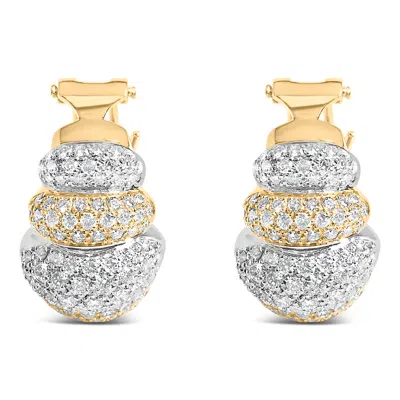 Haus Of Brilliance 18k Two-toned Gold 5.00 Cttw Diamond Three-tier Domed Button Omega Back Earrings