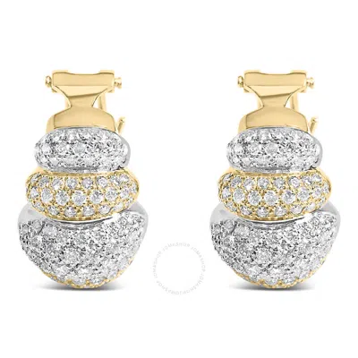 Haus Of Brilliance 18k Two-toned Gold 5.00 Cttw Diamond Three-tier Domed Button Omega Back Earrings In Multi