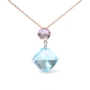 Haus Of Brilliance 18k White And Rose Gold Round Diamond Accent & Rose De France Pink Amethyst & Cushion Cut Sky Blue T In Two-tone