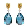 Haus Of Brilliance 18k White And Yellow Gold 1/5 Cttw Diamond With Pear Cut Lemon Quartz And Pear Cut London Blue Topaz In Multi