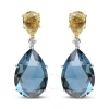 Haus Of Brilliance 18k White And Yellow Gold 1/5 Cttw Diamond With Pear Cut Lemon Quartz And Pear Cut London Blue Topaz In Two-tone