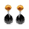 Haus Of Brilliance 18k White And Yellow Gold 1/5 Cttw Diamond With Round Yellow Citrine And 20x15mm Pear Cut Black Onyx In Multi