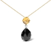 HAUS OF BRILLIANCE 18K WHITE AND YELLOW GOLD DIAMOND ACCENT AND ROUND YELLOW CITRINE AND PEAR CUT BLACK ONYX DANGLE DRO