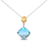 HAUS OF BRILLIANCE 18K WHITE AND YELLOW GOLD DIAMOND ACCENT AND YELLOW CITRINE AND SKY BLUE TOPAZ GEMSTONE DANGLE DROP 