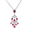 Haus Of Brilliance 18k White Gold 1 1/10 Cttw Diamond And Pink Tourmaline Double-strand Art Deco Inspired Chandelier 18 In White