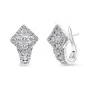 Haus Of Brilliance 18k White Gold 1 1/10 Cttw Round Diamond Cluster With Halo Hoop Huggie Earring In White