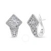 Haus Of Brilliance 18k White Gold 1 1/10 Cttw Round Diamond Cluster With Halo Hoop Huggie Earring (f In White