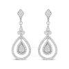 HAUS OF BRILLIANCE HAUS OF BRILLIANCE 18K WHITE GOLD 1 1/4 CTTW ROUND DIAMOND OPENWORK TEARDROP-SHAPED DANGLE EARRINGS 