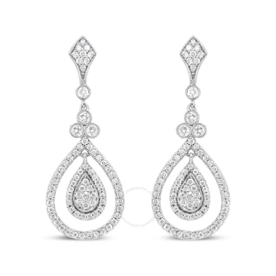 Haus Of Brilliance 18k White Gold 1 1/4 Cttw Round Diamond Openwork Teardrop-shaped Dangle Earrings