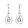 Haus Of Brilliance 18k White Gold 1 1/4 Cttw Round Diamond Openwork Teardrop-shaped Dangle Earrings In White
