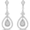 Haus Of Brilliance 18k White Gold 1 1/4 Cttw Round Diamond Openwork Teardrop-shaped Dangle Earrings In Metallic