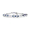 Haus Of Brilliance 18k White Gold 1 3/4 Cttw Diamond And 3x3mm Round Blue Sapphire Gemstone Floral Link Bracelet (g-h C In White