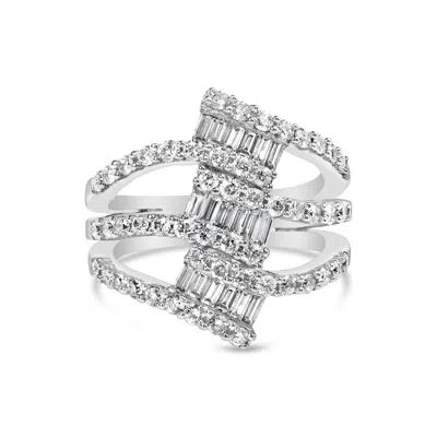 Haus Of Brilliance 18k White Gold 1 3/4 Cttw Diamond Multi Crossover And Split Shank Cocktail Ring In Metallic