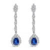 Haus Of Brilliance 18k White Gold 1 3/5 Cttw Diamond And 7x5 Mm Pear Shaped Blue Sapphire 1 1/3 Inch Drop And Dangle Ha In White