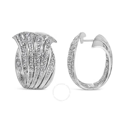 Haus Of Brilliance 18k White Gold 1 3/5 Pave Set Diamond Curved Silhouette Hoop Earrings (f-g Color